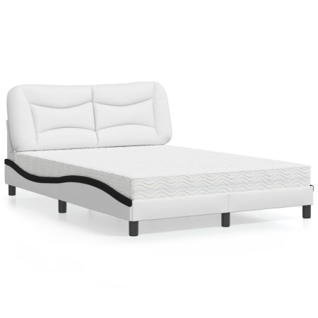 vidaXL Bett mit Matratze Weiß und Schwarz 140x200 cm Kunstleder