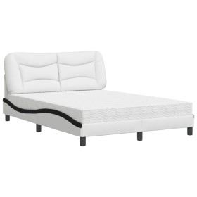 vidaXL Bett mit Matratze Weiß und Schwarz 140x200 cm Kunstleder