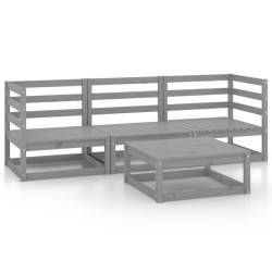 4-tlg. Garten-Lounge-Set Grau Kiefer Massivholz