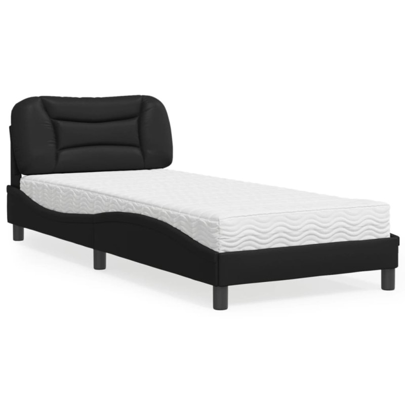 vidaXL Bett mit Matratze Schwarz 80x200 cm Kunstleder vidaXL Bett mit Matratze Schwarz 80x200 cm Kunstleder