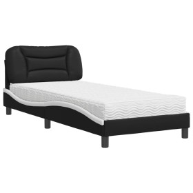 vidaXL Bett mit Matratze Schwarz und Weiß 90x190 cm Kunstleder