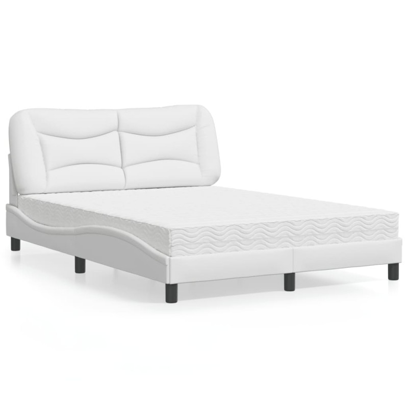 vidaXL Bett mit Matratze Weiß 140x190 cm Kunstleder vidaXL Bett mit Matratze Weiß 140x190 cm Kunstleder