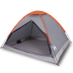 vidaXL Kuppel-Campingzelt 2 Personen Grau und Orange Wasserdicht