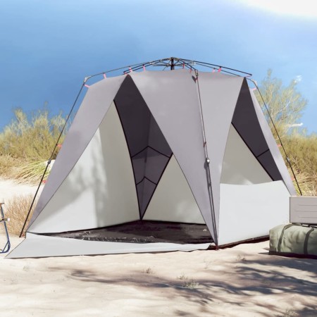 vidaXL Strandzelt 4 Personen Grau Quick Release Wasserdicht