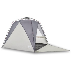 vidaXL Strandzelt 4 Personen Grau Quick Release Wasserdicht