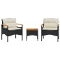 vidaXL 3-tlg. Garten-Sofagarnitur mit Kissen Schwarz Poly Rattan vidaXL 3-tlg. Garten-Sofagarnitur mit Kissen Schwarz Poly Rattan