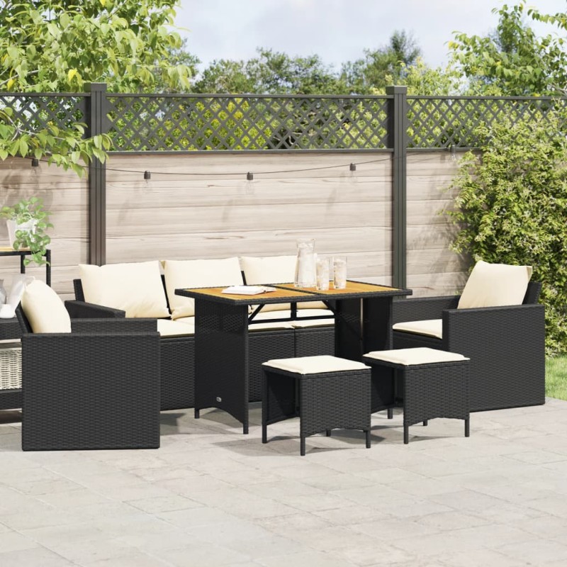 vidaXL 6-tlg. Garten-Sofagarnitur mit Kissen Schwarz Poly Rattan vidaXL 6-tlg. Garten-Sofagarnitur mit Kissen Schwarz Poly Rattan