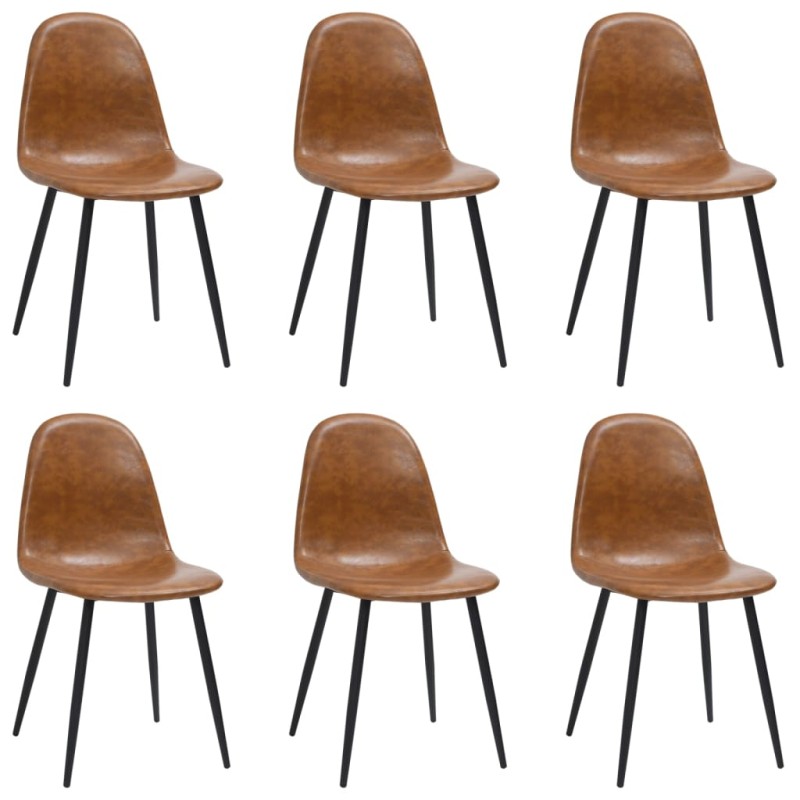 Esszimmerstühle 6 Stk. Glänzend Braun Kunstleder Esszimmerstühle 6 Stk. Glänzend Braun Kunstleder