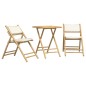 vidaXL 3-tlg. Bistro-Set Klappbar mit Cremeweißen Kissen Bambus vidaXL 3-tlg. Bistro-Set Klappbar mit Cremeweißen Kissen Bambus