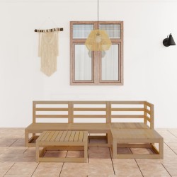 5-tlg. Garten-Lounge-Set Honigbraun Massivholz Kiefer