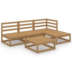 5-tlg. Garten-Lounge-Set Honigbraun Massivholz Kiefer