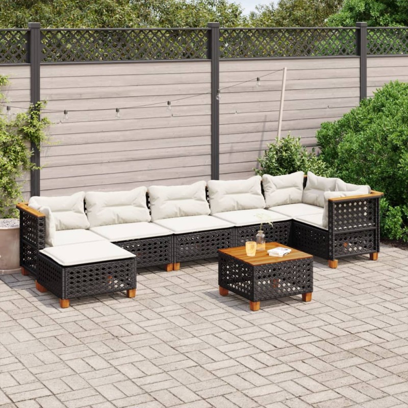 vidaXL 8-tlg. Garten-Sofagarnitur mit Kissen Schwarz Poly Rattan vidaXL 8-tlg. Garten-Sofagarnitur mit Kissen Schwarz Poly Rattan
