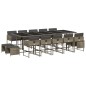 vidaXL 15-tlg. Garten-Essgruppe mit Kissen Grau Poly Rattan vidaXL 15-tlg. Garten-Essgruppe mit Kissen Grau Poly Rattan