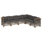 vidaXL 6-tlg. Garten-Sofagarnitur mit Kissen Grau Poly Rattan vidaXL 6-tlg. Garten-Sofagarnitur mit Kissen Grau Poly Rattan