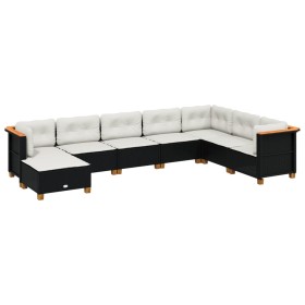 vidaXL 8-tlg. Garten-Sofagarnitur mit Kissen Schwarz Poly Rattan