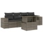 vidaXL 5-tlg. Garten-Sofagarnitur mit Kissen Grau Poly Rattan vidaXL 5-tlg. Garten-Sofagarnitur mit Kissen Grau Poly Rattan