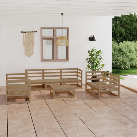 8-tlg. Garten-Lounge-Set Honigbraun Massivholz Kiefer
