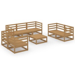 8-tlg. Garten-Lounge-Set Honigbraun Massivholz Kiefer