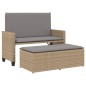 vidaXL Gartenbank mit Kissen und Hocker Beige Poly Rattan vidaXL Gartenbank mit Kissen und Hocker Beige Poly Rattan