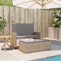 vidaXL Gartenbank mit Kissen und Hocker Beige Poly Rattan vidaXL Gartenbank mit Kissen und Hocker Beige Poly Rattan