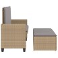 vidaXL Gartenbank mit Kissen und Hocker Beige Poly Rattan vidaXL Gartenbank mit Kissen und Hocker Beige Poly Rattan