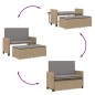 vidaXL Gartenbank mit Kissen und Hocker Beige Poly Rattan vidaXL Gartenbank mit Kissen und Hocker Beige Poly Rattan