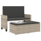vidaXL Gartenbank mit Kissen und Hocker Hellgrau Poly Rattan vidaXL Gartenbank mit Kissen und Hocker Hellgrau Poly Rattan