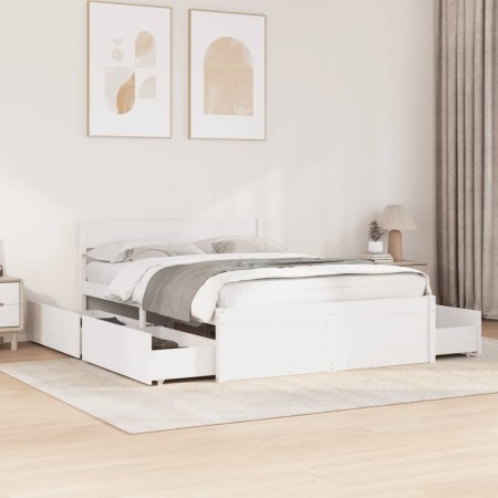 vidaXL Massivholzbett ohne Matratze Weiß 140x190 cm Kiefernholz