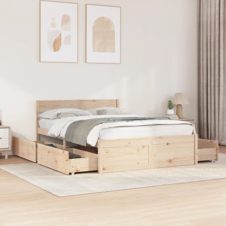 vidaXL Massivholzbett ohne Matratze 135x190 cm Kiefernholz