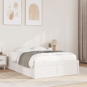 vidaXL Massivholzbett ohne Matratze Weiß 120x190 cm Kiefernholz