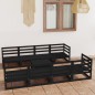 9-tlg. Garten-Lounge-Set Schwarz Massivholz Kiefer 9-tlg. Garten-Lounge-Set Schwarz Massivholz Kiefer