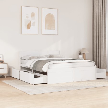vidaXL Massivholzbett ohne Matratze Weiß 160x200 Kiefernholz