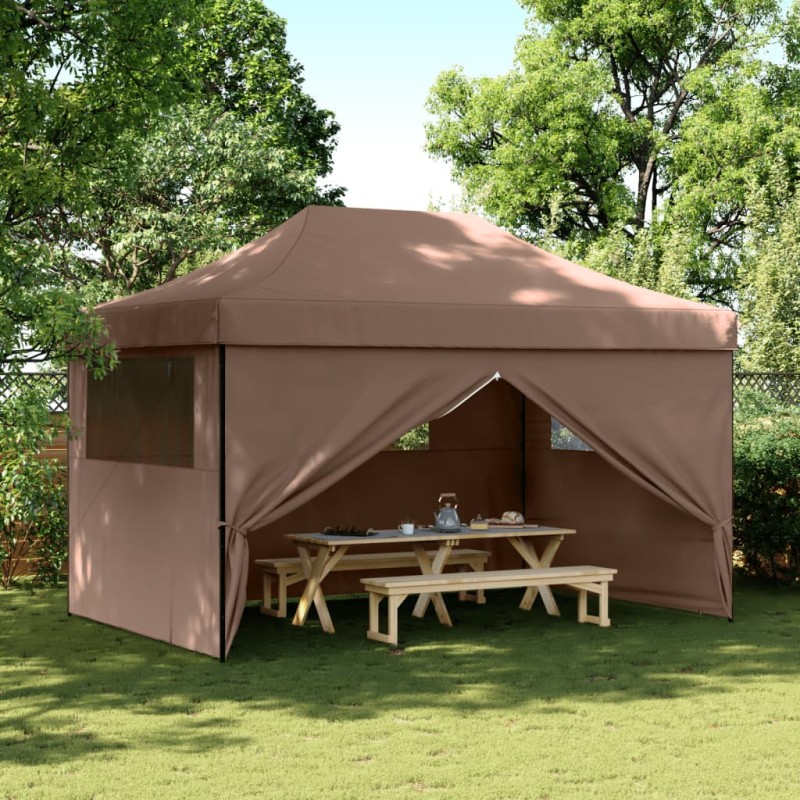 vidaXL Partyzelt Faltbar Pop-Up mit 4 Seitenteilen Braun vidaXL Partyzelt Faltbar Pop-Up mit 4 Seitenteilen Braun