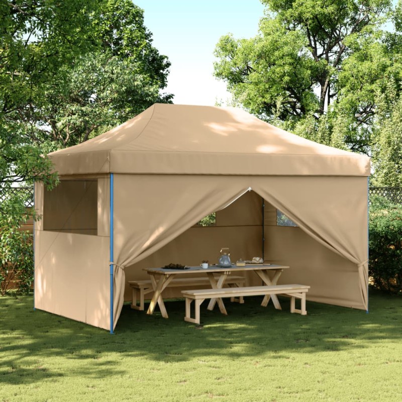 vidaXL Partyzelt Faltbar Pop-Up mit 4 Seitenteilen Beige vidaXL Partyzelt Faltbar Pop-Up mit 4 Seitenteilen Beige