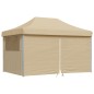 vidaXL Partyzelt Faltbar Pop-Up mit 4 Seitenteilen Beige vidaXL Partyzelt Faltbar Pop-Up mit 4 Seitenteilen Beige