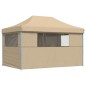 vidaXL Partyzelt Faltbar Pop-Up mit 4 Seitenteilen Beige vidaXL Partyzelt Faltbar Pop-Up mit 4 Seitenteilen Beige