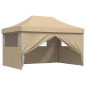 vidaXL Partyzelt Faltbar Pop-Up mit 4 Seitenteilen Beige vidaXL Partyzelt Faltbar Pop-Up mit 4 Seitenteilen Beige