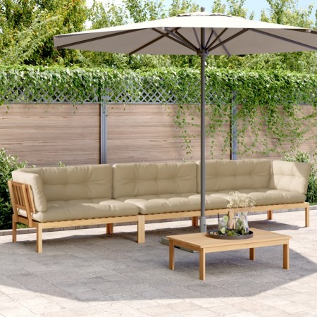 vidaXL 4-tlg. Garten-Sofagarnitur aus Paletten mit Kissen Akazienholz