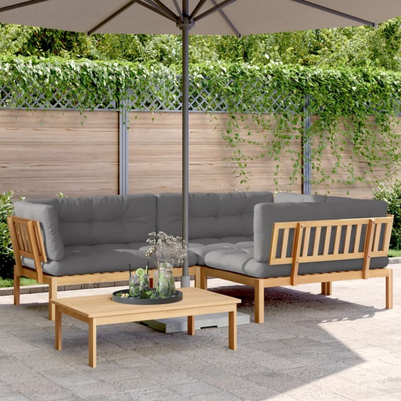 vidaXL 4-tlg. Garten-Sofagarnitur aus Paletten mit Kissen Akazienholz vidaXL 4-tlg. Garten-Sofagarnitur aus Paletten mit Kissen Akazienholz