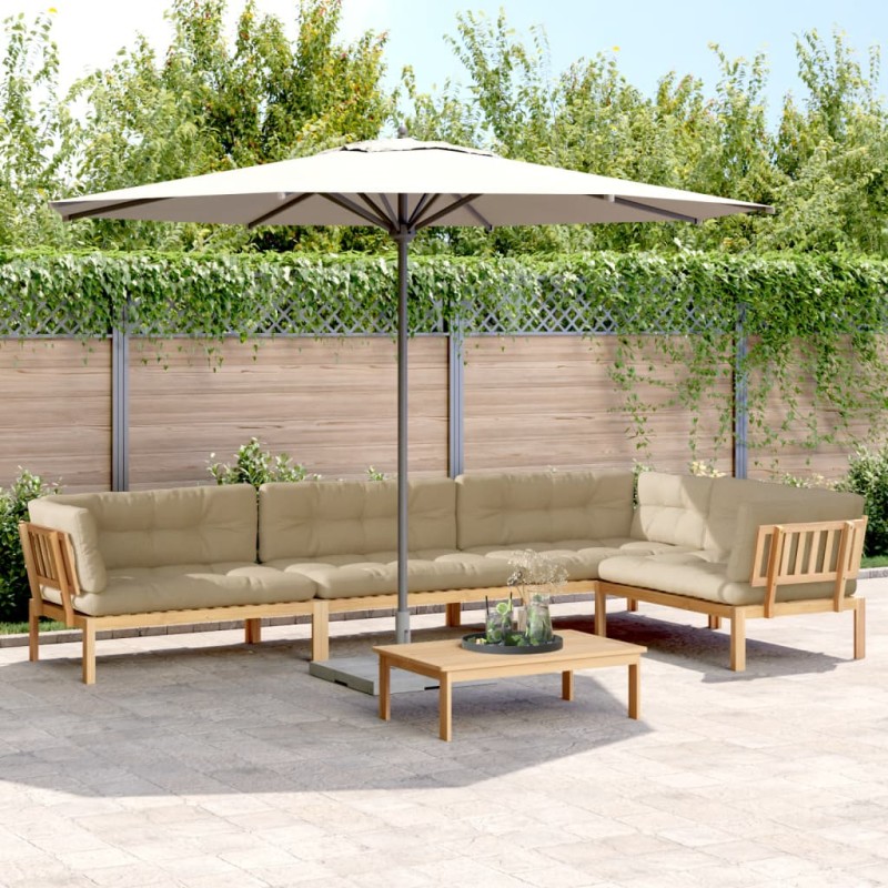 vidaXL 5-tlg. Garten-Sofagarnitur aus Paletten mit Kissen Akazienholz vidaXL 5-tlg. Garten-Sofagarnitur aus Paletten mit Kissen Akazienholz