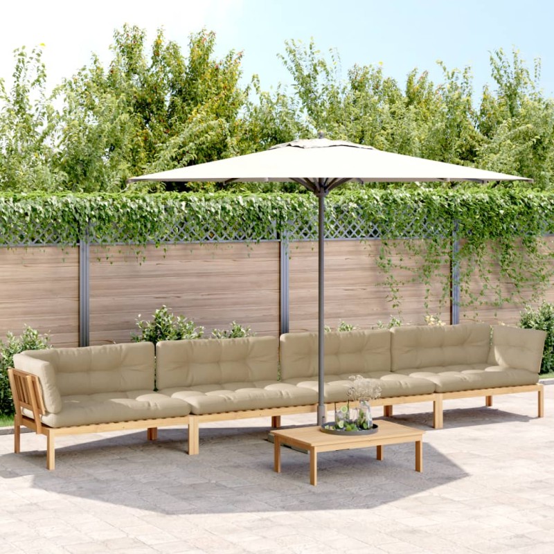 vidaXL 5-tlg. Garten-Sofagarnitur aus Paletten mit Kissen Akazienholz vidaXL 5-tlg. Garten-Sofagarnitur aus Paletten mit Kissen Akazienholz