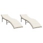 vidaXL Sonnenliegen 2 Stk. mit Auflagen Beige Poly Rattan vidaXL Sonnenliegen 2 Stk. mit Auflagen Beige Poly Rattan
