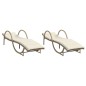 vidaXL Sonnenliegen 2 Stk. mit Auflagen Beige Poly Rattan vidaXL Sonnenliegen 2 Stk. mit Auflagen Beige Poly Rattan