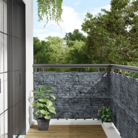 vidaXL Balkon-Sichtschutz Steinoptik Grau 1000x90 cm PVC