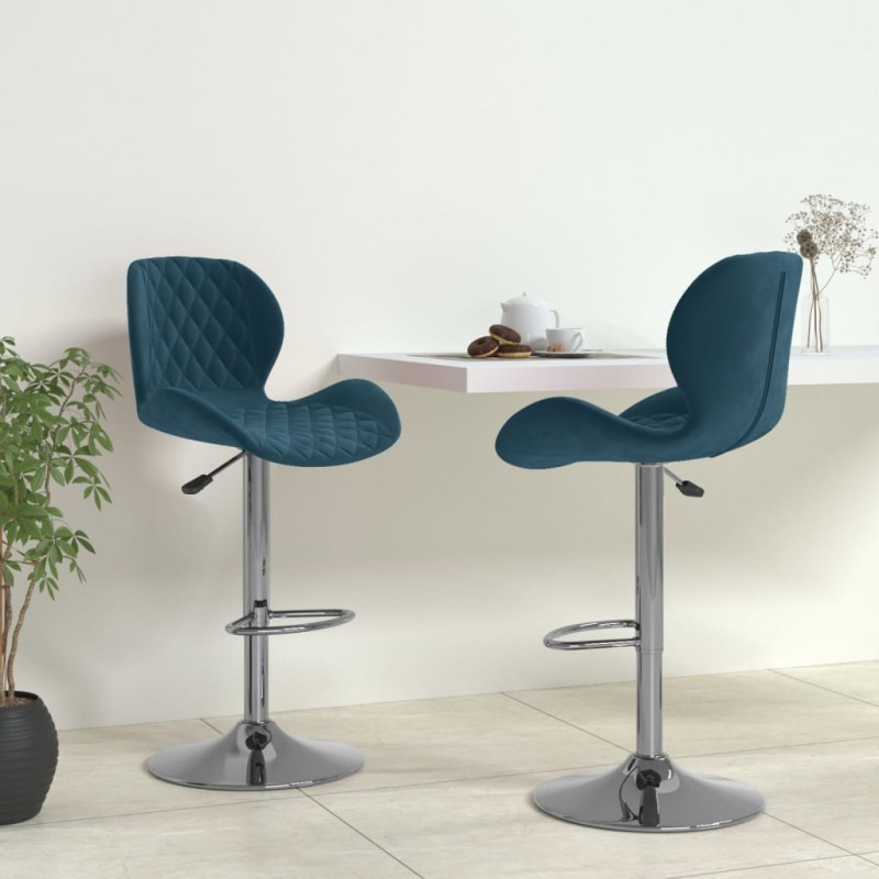 vidaXL Barhocker 2 Stk. Blau Samt vidaXL Barhocker 2 Stk. Blau Samt