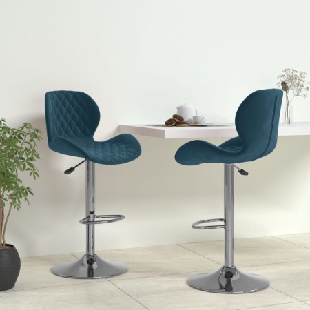 vidaXL Barhocker 2 Stk. Blau Samt