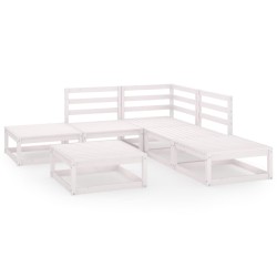 6-tlg. Garten-Lounge-Set Weiß Kiefer Massivholz