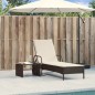 vidaXL Sonnenliege mit Rollen und Auflage Braun Poly Rattan vidaXL Sonnenliege mit Rollen und Auflage Braun Poly Rattan