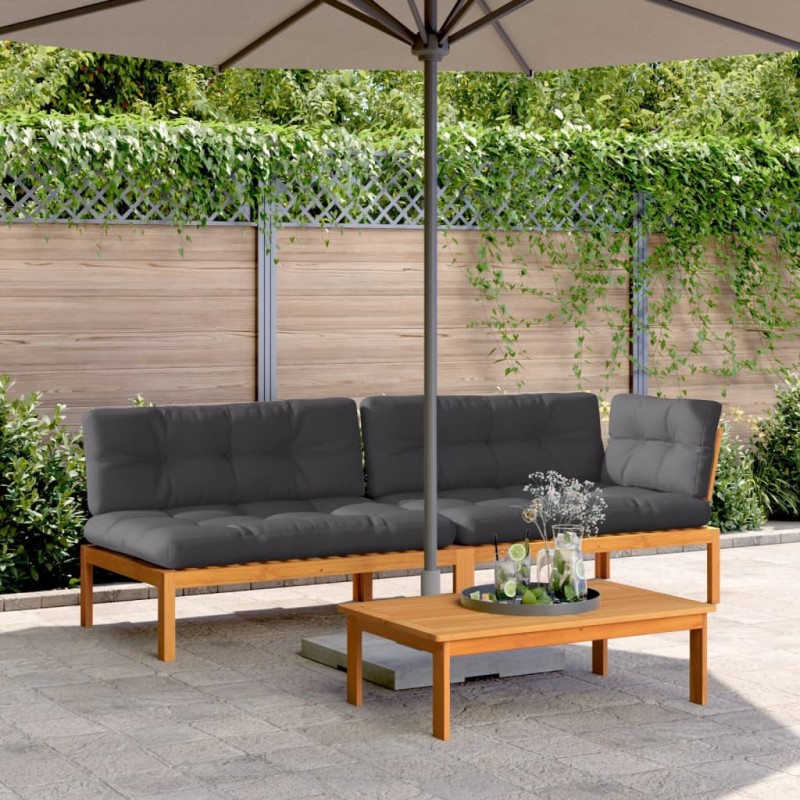 vidaXL 3-tlg. Garten-Sofagarnitur aus Paletten mit Kissen Akazienholz vidaXL 3-tlg. Garten-Sofagarnitur aus Paletten mit Kissen Akazienholz