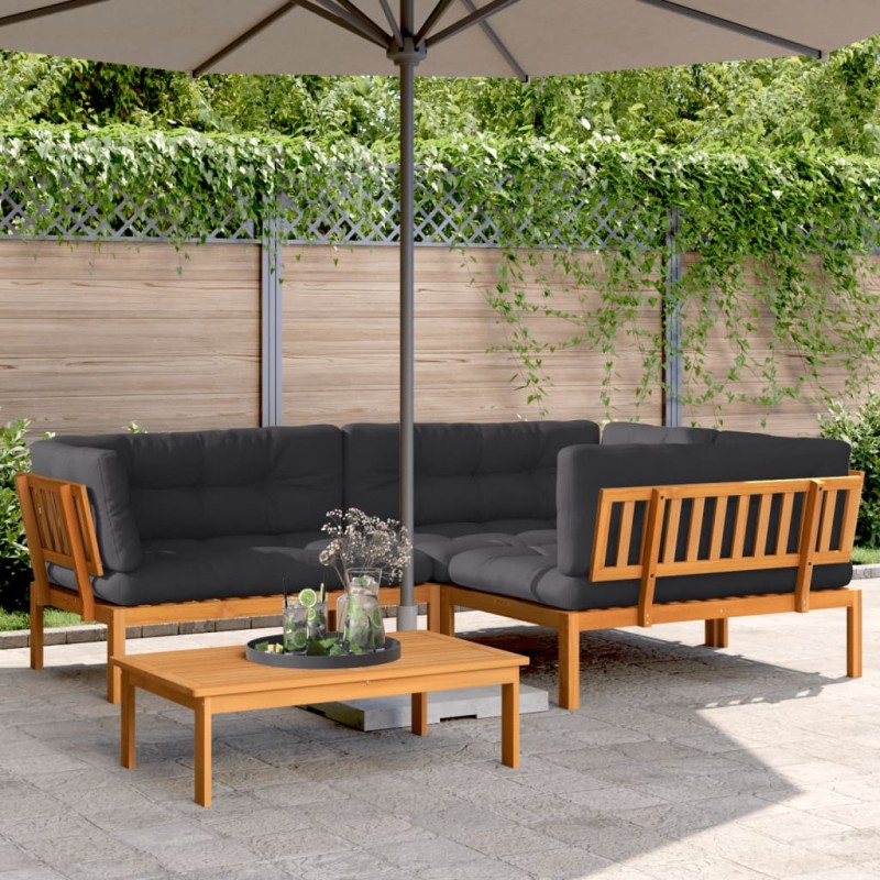 vidaXL 4-tlg. Garten-Sofagarnitur aus Paletten mit Kissen Akazienholz vidaXL 4-tlg. Garten-Sofagarnitur aus Paletten mit Kissen Akazienholz